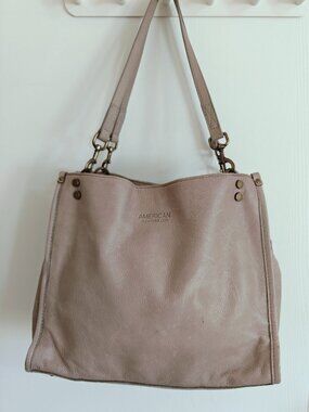 American Leather Co LenoxTriple Entry Taupe Leather Shoulder Bag